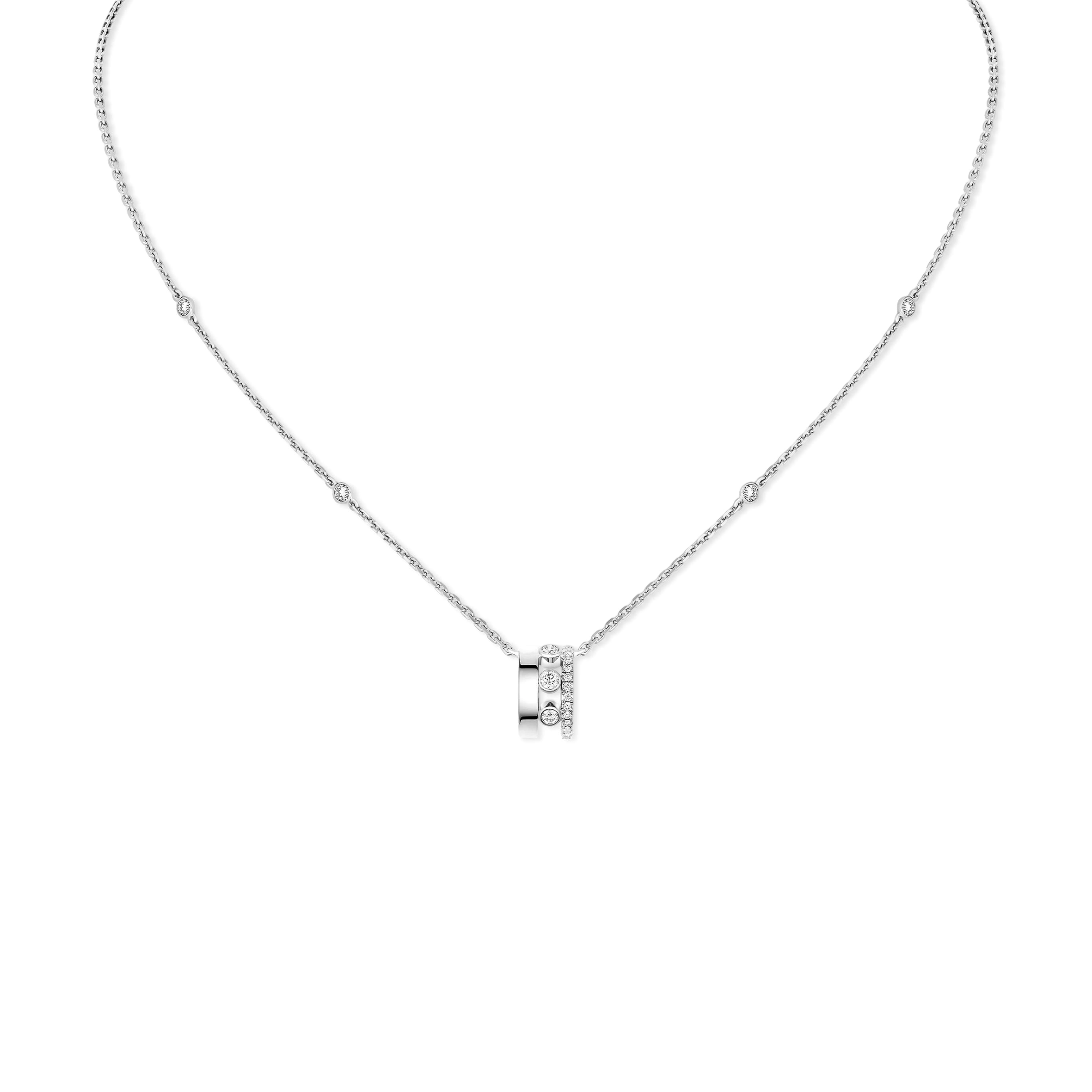 MESSIKA MOVE ROMANE PENDANT NECKLACE WHITE GOLD DIAMOND NECKLACE 07158-WG
